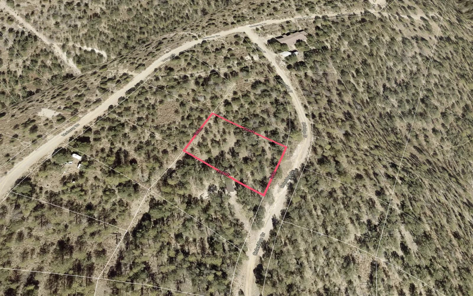 Illustration: TimberView 3D parcel view with lot dimensions, terrain exaggerated 2x