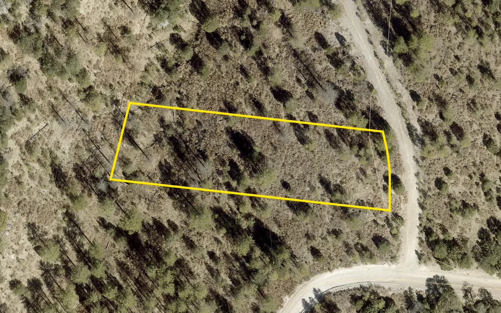 County 2026 aerial with the lot outlined in yellow