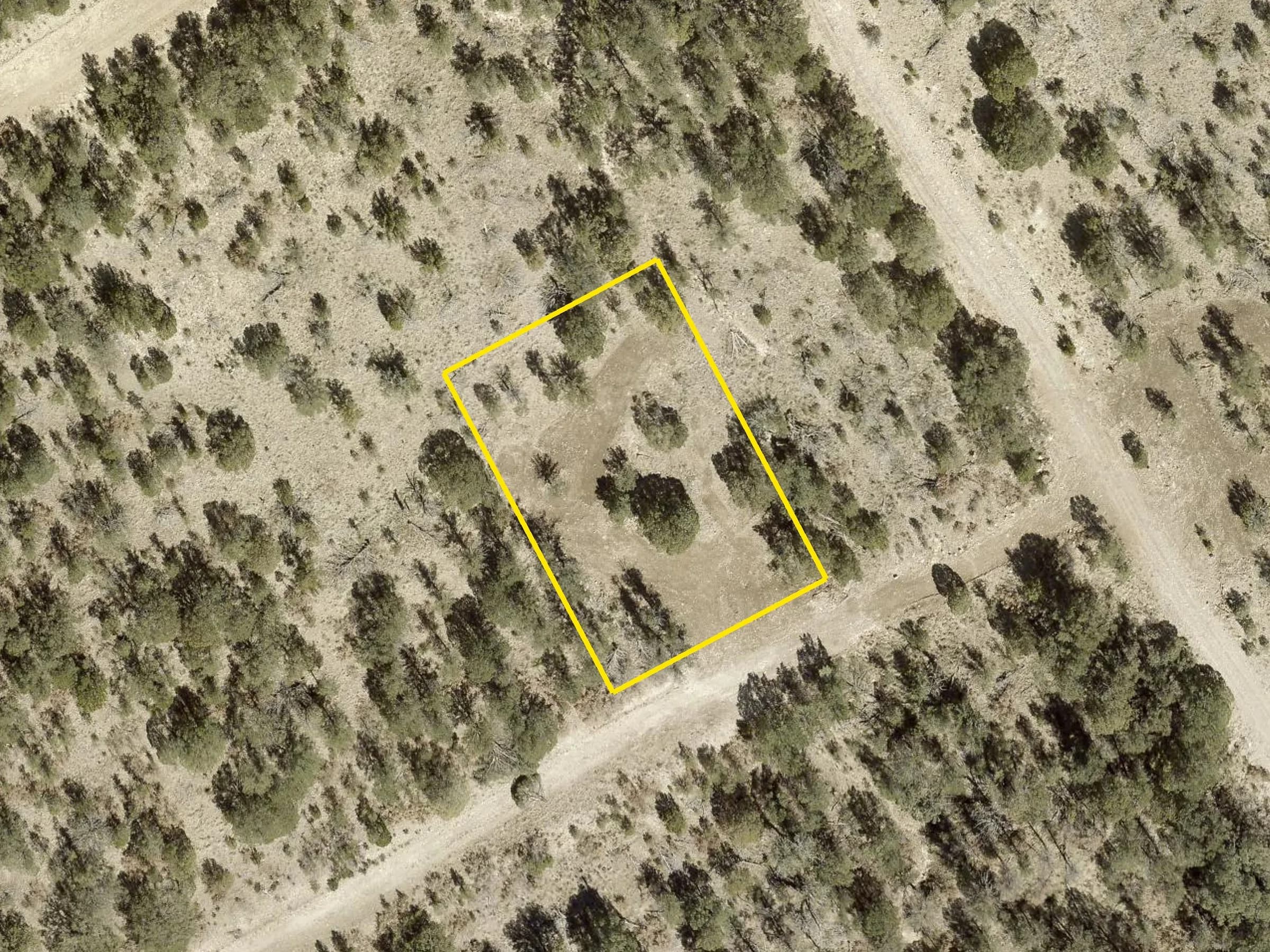 County 2026 aerial with the lot outlined in yellow