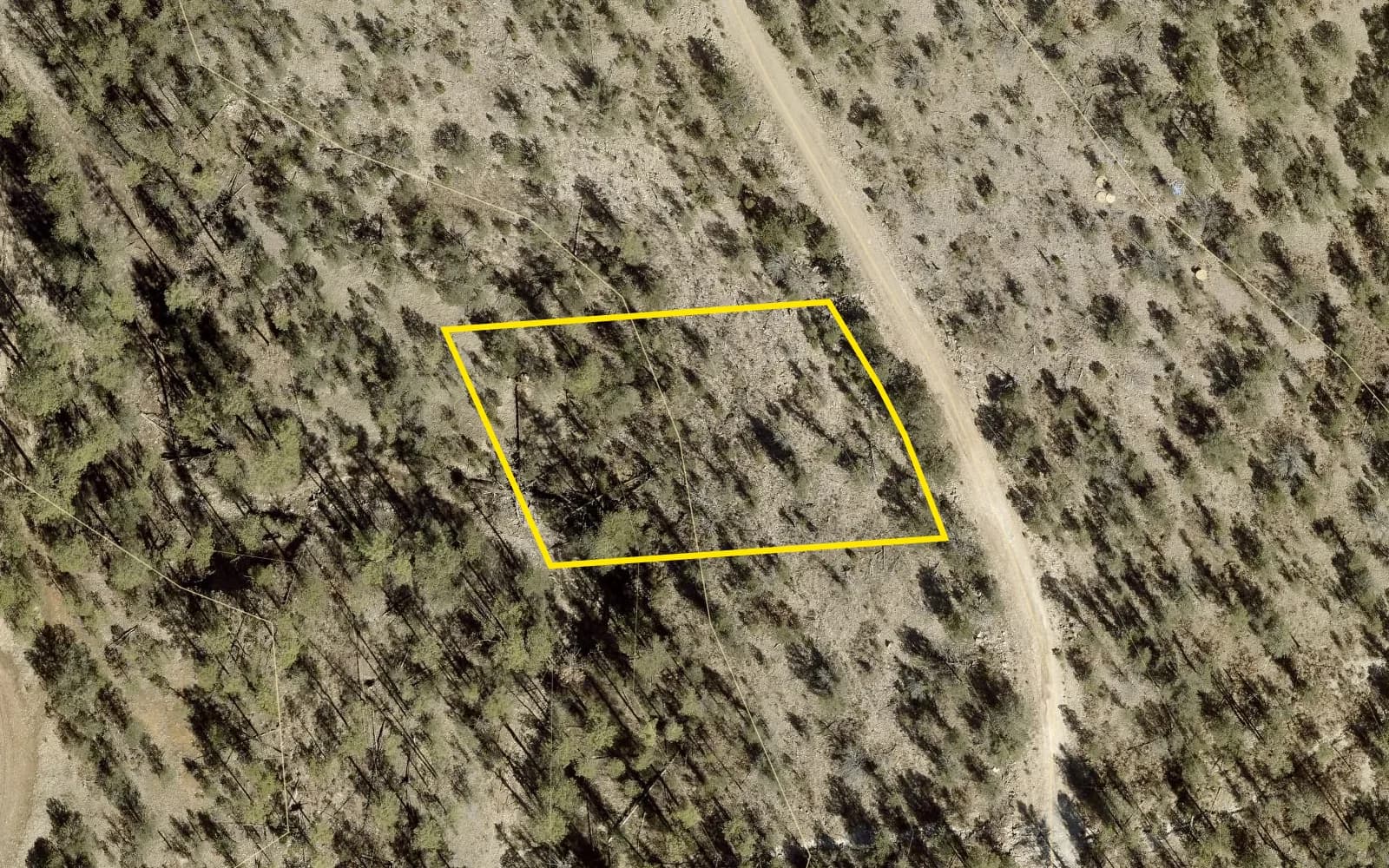 County 2026 aerial with the lot outlined in yellow